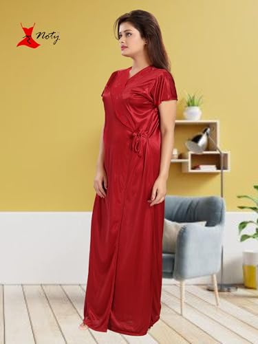 Image of Noty Women's Satin Solid Capri Nightwear Set Pack of 7