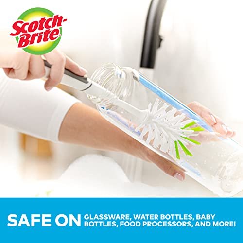 Image of Scotch-Brite Kitchen Brush Kit - Glass and Water Bottle Brush & Advanced Soap Control Dishwand Brush - Scrub Brushes for Cleaning Kitchen and Washing Dishes