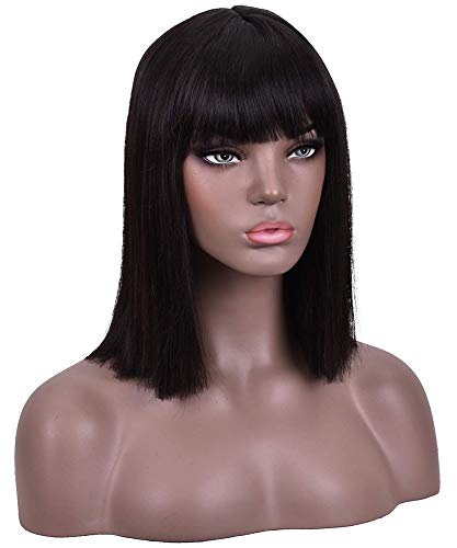 Short Straight Bob Wig with Air Bangs Synthetic Hair Women’s Wig