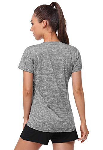 Cosy Pyro Women's Short Sleeve V-Neck Athletic T-Shirt Exercise Yoga Tees Dry Fit Gym Shirts Moisture Wicking Workout Tops Pack Of 5 Black/Gray/Azure/Rose/Blue Xl #TOP3