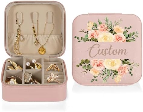 Custom Jewelry Box with Name and Floral Personalized Jewelry Trav...