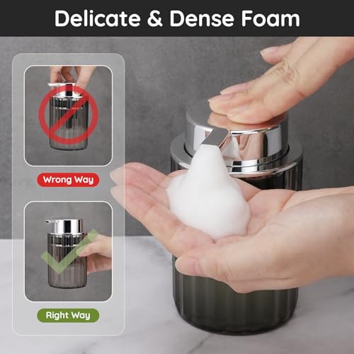 Image of Segbeauty Foam Soap Dispenser, 10.1oz Refillable Plastic Liquid Soap Dispenser Gray, 300ml Empty Press Foaming Pump Bottle Lotion Dispenser Bathroom Foaming Hand Soap Dispenser for Modern Home Decor