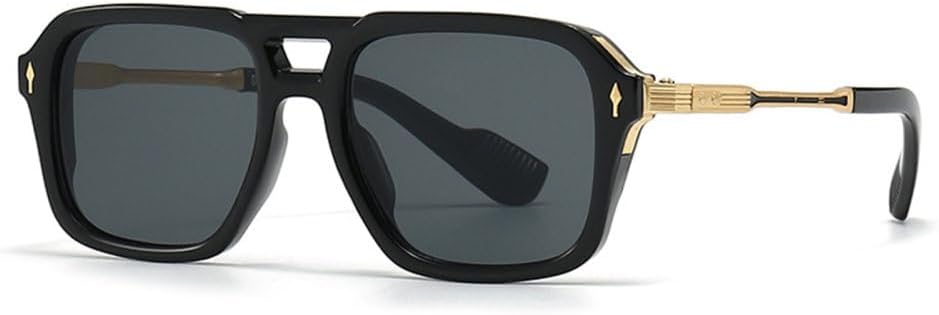 Retro Double Bridges Men Rivets Sunglasses Fashion Gray Gradient Shades UV400 Women Punk Sun Glasses