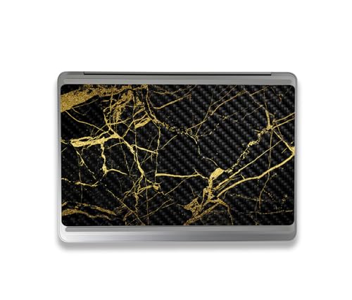 Image of MightySkins Carbon Fiber Skin Compatible with Microsoft Surface Laptop Studio 2 (2023) Full Wrap Kit - Black Gold Marble | Protective, Durable Textured Carbon Fiber Finish | Made in The USA