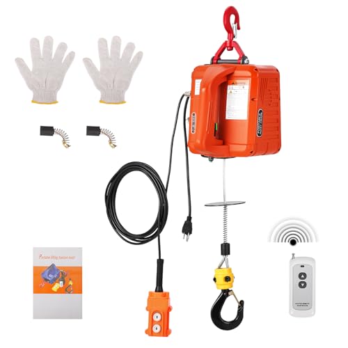 3 in 1 Electric Hoist Winch, 1100 Lbs Portable Electric Power Winch w/Wire and Wireless Remote Control, Overload Protection, 25Ft Lifting Height, 120v 1500w Electric Hoist Crane for Towing