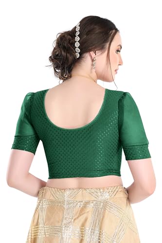 Image of FINESTFIT Stay On Trend Fashion 100% Cotton Readymade Blouses for Women,Round Neckline with Organza Balloon Sleeves.