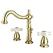 Kingston Brass KB1972PX Heritage Widespread Lavatory Faucet with Porcelain Cross Handle, Polished Brass