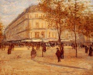 Peinture à l'huile Place du Théâtre Français par Jean François Raffaelli en format grand 36x48