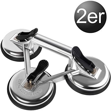 YAOBLUESEA 2 X Suction Cups Glass Suction Lifter Max. 120kg Vacuum Cleaner Dual Suction Lifters 118 mm Aluminium