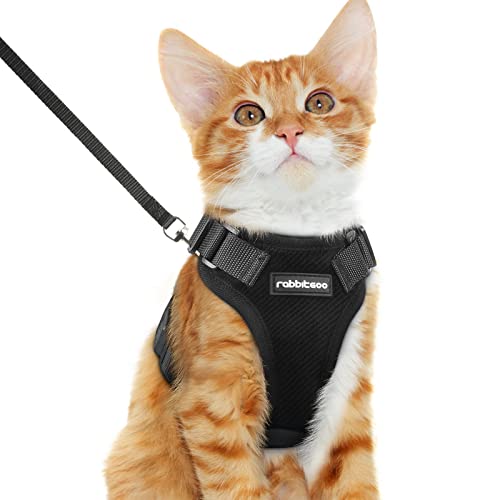 rabbitgoo Cat Harness and Leash Set, Plush Warm Soft Cat Vest Harness for Walking Escape-Proof, Reflective Adjustable Cat Winter Apparel for Cold Weather Outdoor, S (Chest: 18" - 20")