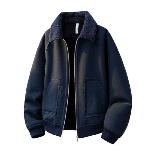Chaqueta genérica para hombre, piel sintética, impermeable, con cuello sastre, chaqueta motorista caliente, abrigo de aviador, reforzado, abrigo, invierno, informal, cabaña motorista elegante, parka