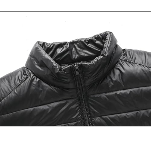 MJYDKBZ Mens Quilted Jacket Stand Collar,Mens Transitional Padded Down Jacket Insulated Lightweight Jacket Transforms into Travel Pillow M-Navy blue - Image 6