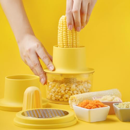 Image of Corn Stripper, Corn Peeler from Corn on the Cob, Quick Corn Kernel Cutter Tool, with Bowl & Safety Handle