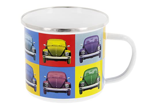 BRISA VW Collection - Volkswagen Grande tasse à café en émail avec des motifs colorés (500ml) (Multicolore/Coloré)