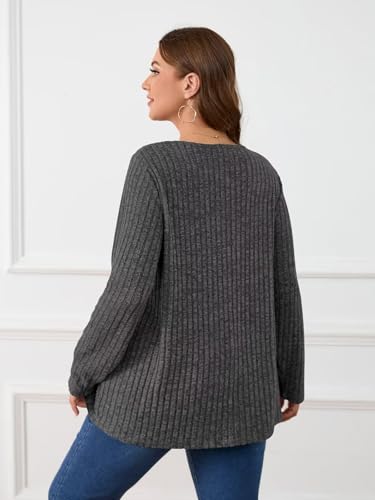 Image of BELAROI Womens Plus Size Sweaters V Neck Fall Tunic Top Pullover Shirts