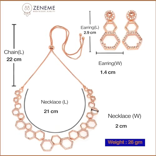 Rhodium-Plated Set: Diamond Necklace & Earrings