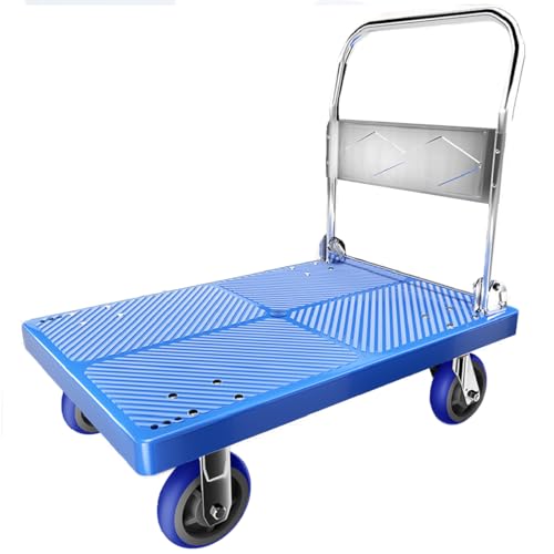 Carrinho Plataforma De Carga Reforçado Dobrável 200kgs Azul