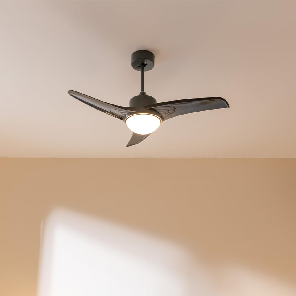 Cecotec Ventilatore da Soffitto con Luce EnergySilence Aero 470. 55 W, Diametro 106 cm, Luce LED, 3 Pale, 3 Velocità, Timer, Funzione Invernale, Telecomando, Design Nero
