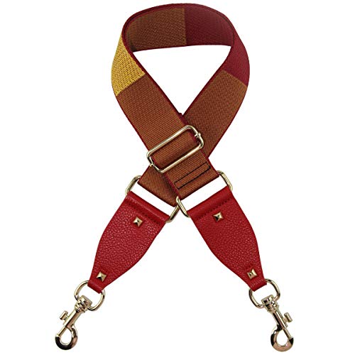 Image of Duwi Wide Purse Strap Multicolor Striped Guitar Style Strap Adjustable Canvas Crossbody Bag Strap
