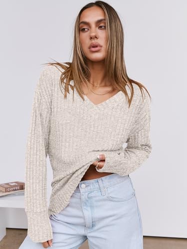 ANRABESS Long Sleeve Shirts for Women V Neck Casual Fall Tops Loose Fit Lightweight Sweaters Tunic Fashion 2025 Clothes - Image 4