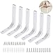 SAMSYOKI 6pcs Staffe per Mensole Pesanti, Reggimensole Pesanti da Muro in Acciaio Inox con Viti Supporti per Mensole Metallo a L per Appendiabiti Portaoggetti Scarpiera Libri 150 * 125mm Bianco