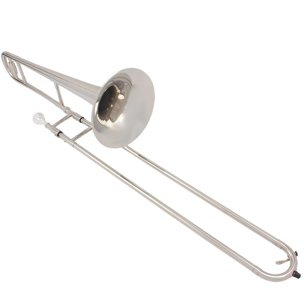 Emajor B-alto Trombón, Instrumento Musical Trombón Banda Profesional Latón, con Estuche (Blanco)