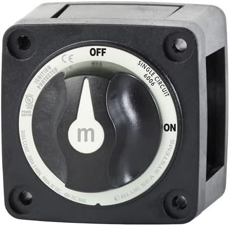 Blue Sea Systems Battery Switch M-Series On/Off With Knob, Black, 6006200, One Size