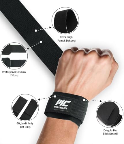 MuscleCloth Padded Lifting Straps Siyah Renkli STANDART - Görsel 2