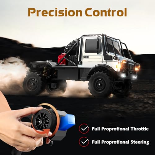 Image of 1 /18 RC Semi-Truck for Adults, MN-333 Unimog Off-Road RC Rock Crawler, 4WD RC Truck RTR Transport Car Alloy Model for Hobby Toy Gifts (Green)