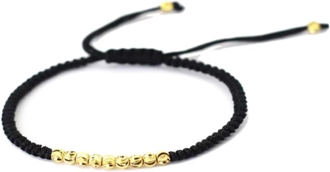 Handmade Weaven Black String Bracelet For Women Irregular 4mm Beads Macrame Braclet