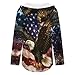 U.S Flag Bald Ea-gles Hoodies for Women V Neck Pullover Sweatshirts Long Sleeve Shirts Fashion Tops
