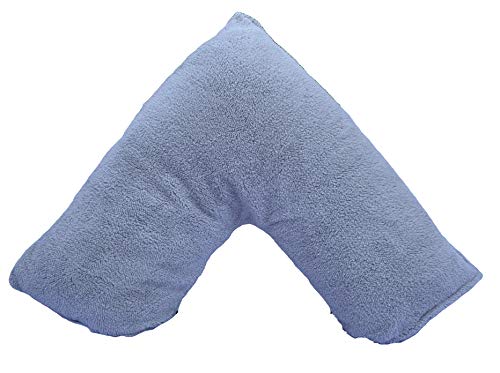 ARLINENS Teddy Bear Fleece Soft Fluffy Finest Warm Cozy V Shape Pillow cases Includes Hollow Fiber V Pillow Free Orthopaedic Maternity Back Neck & Pregnancy Support 34 x 74 cm (Silver)