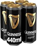 Guinness Draught Stout Beer | 4.1% vol | 4 x 440ml Cans | Iconic Stout | Rich Smooth Head & Sweetness of Malt Balanced with Hops | Ideal Served Chilled in a Guinness Beer Glass