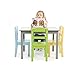 Humble Crew Kids Wooden Table and 4 Chairs Set, Grey/Blue/Green/Yellow - Kids Table and Chair Set for Toddlers and Children for Arts, Crafts, and Snack Time - Sturdy, Durable Toddler Activity Table