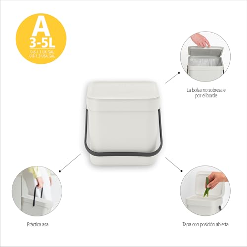Papelera cocina Brabantia 3L para encimera cubo pequeño de reciclaje orgánico fácil de limpiar 4