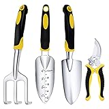 【Bequemer Griff】Das gardeneräte-set ist ergonomisch und der weiche griff bietet einen bequemen griff, der handschmerzen und müdigkeit beim graben, jäten, pflanzen und schneiden reduziert.
