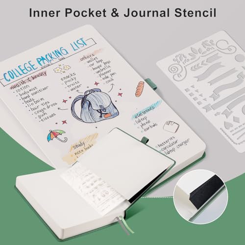 EMSHOI Caderno em branco – 320 páginas, papel grosso de 100 g/m², couro de capa dura A5, caderno de