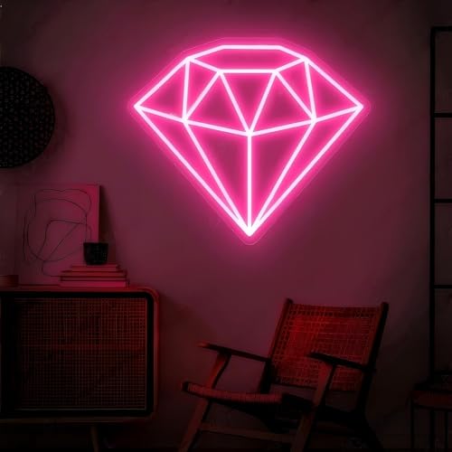 Image of Diamond Neon Sign for Wall Decoration,Adjustable Brightness Beach Wave LED Sign Night Light for Man Cave Bedroom, Wedding, Living Room, Party, Bar, Office Decoration