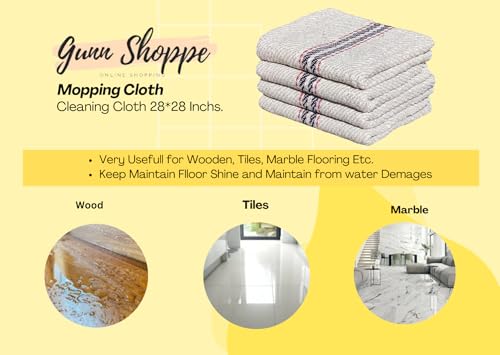 Image of Extra Large 28*28 inch Cotton Floor Cleaning Cloth For Mopping [Pack Of 3] Dry&Wet Use Super Absorber 400GSM Easy To Use With Wiper At Office,Shop,Hospital,Shopping Mall Etc.(28X28 inch),White