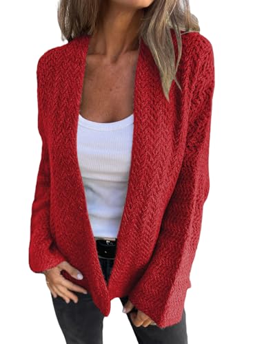 SHEWIN Women's Open Front Sweater Cardigan Casual Long Sleeve Knit Lightweight Outwear Coat