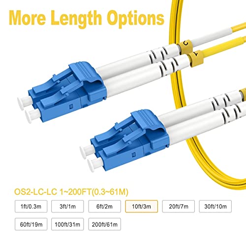 RamboCables 10ft(3m) LC-LC OS2 Single Mode Fiber Optic Patch Cable, 10G SMF LSZH 9/125μm 1310/1550nm - Image 3
