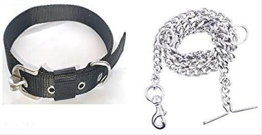 Super Chain Dog Belt Combo of 1 inch Nylon Collar with Heavy Dog Chain 63 Inch Dog Collar Chain (Large, Black) (B0BG5MVBD1) Amazon Price History, Amazon Price Tracker