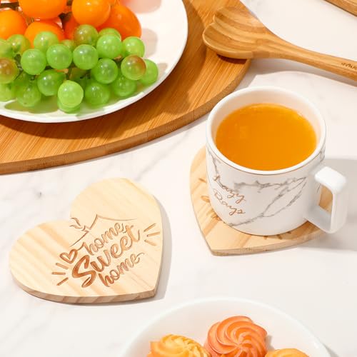Juego de tabla de cortar y accesorios de madera en forma de corazón miniatura 5