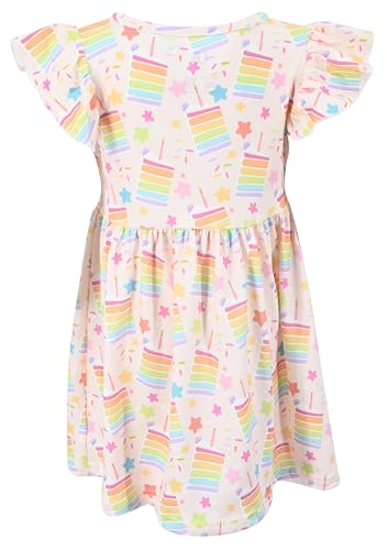 Image of Unique Baby Girls' Short Sleeve Everyday Printed Dresses for Kid and Toddler, Sizes 2T-12Y