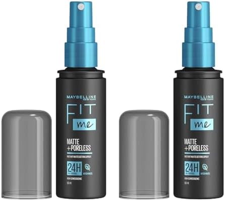 Image of Maybelline New York Setting Spray, Transfer-proof, 24H Oil-Control Formula With Witch Hazel, Fit Me Matte + Poreless, 60 ml (Pack of 2)