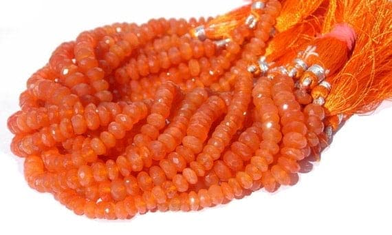 Perles en cornaline 7mm micro-facettées haut de gamme pour joaillerie