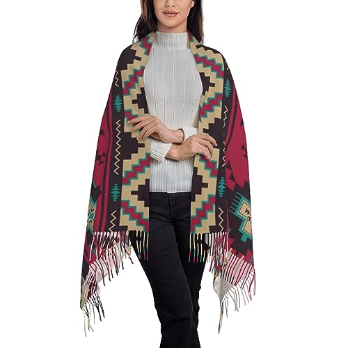 Native American Kokopelli Women's Fashion Scarf with Art Printed Tassel Soft Cashmere Warm Large Blanket Wrap Shawl2