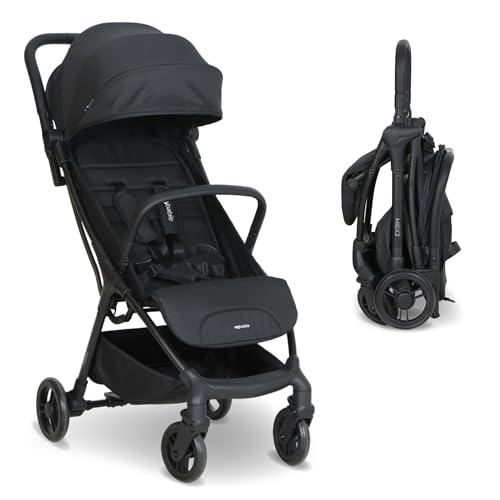 My Babiie MBX2 Compact Stroller from Birth to 22kg Foldable Lightweight Travel Buggy for Toddlers Pushchair with UPF50+ Sun Canopy - Black