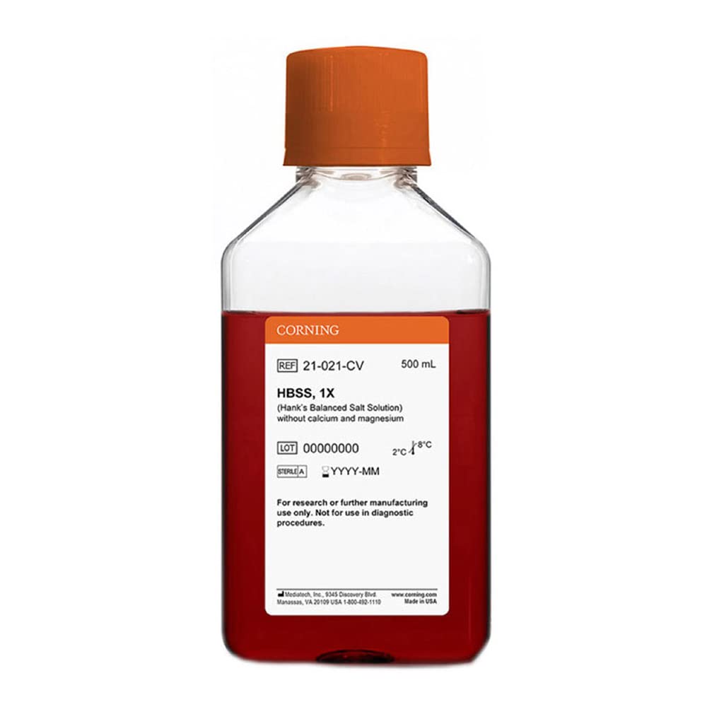 Mediatech 21-021-CV Hank's Balanced Salt Solution, 1X Without Calcium and Magnesium, 500 mm (Pack of 6)