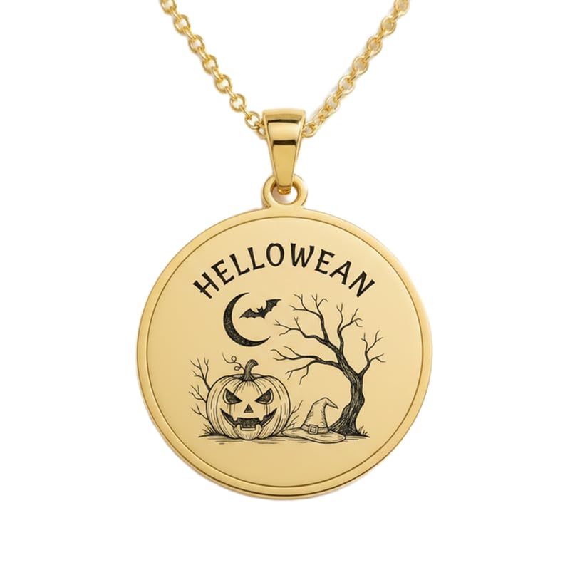 Collier citrouille d'Halloween en argent sterling 925 plaqué or pour homme